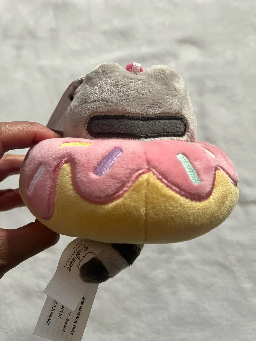 Pusheen Plush in donut cute keychain/ charm pink donut